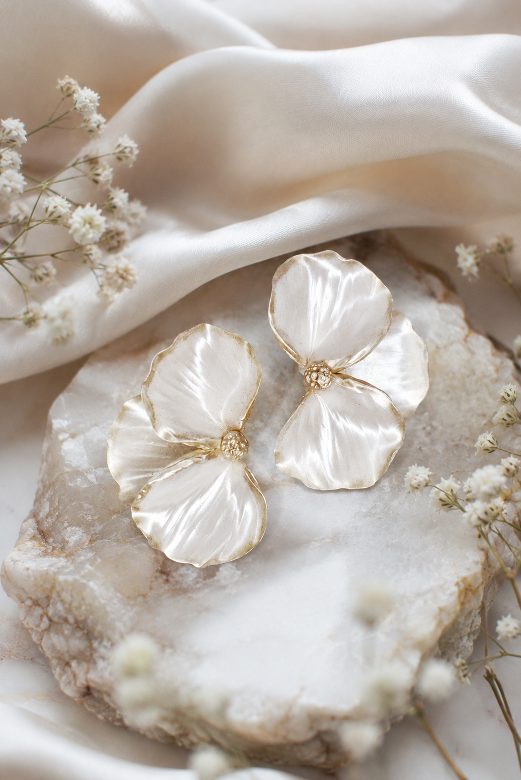Pearl Petal Flower Earrings