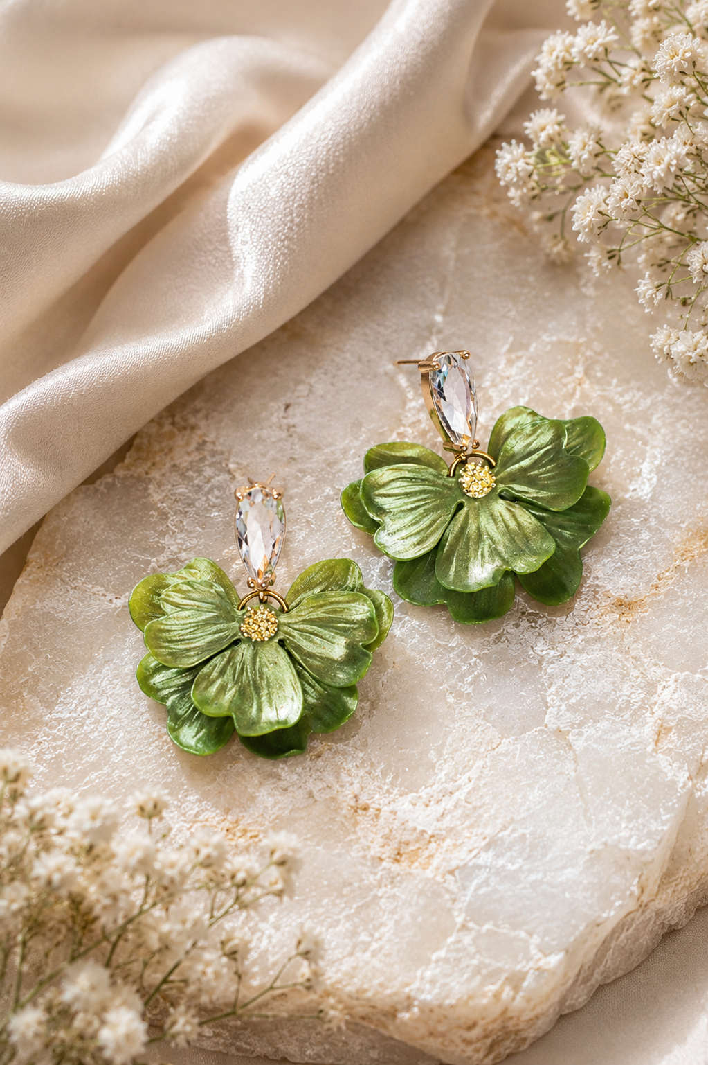 Chartreuse Petal Statement Earrings