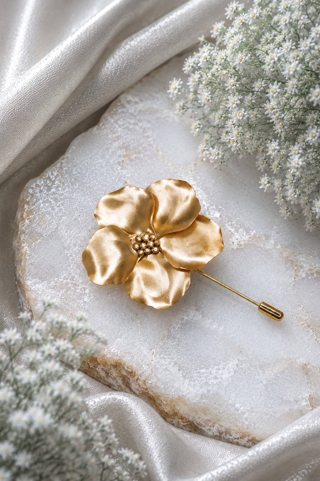 Large Golden Magnolia Lapel Pin