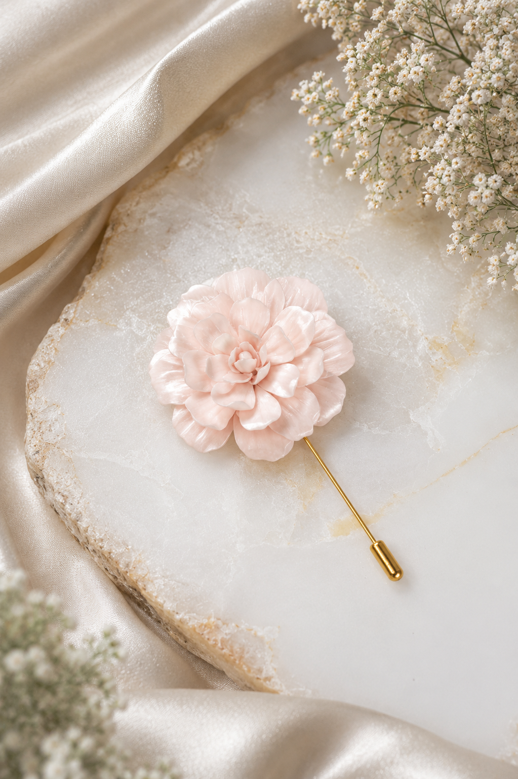Blush Rose Polymer Clay Stick Pin