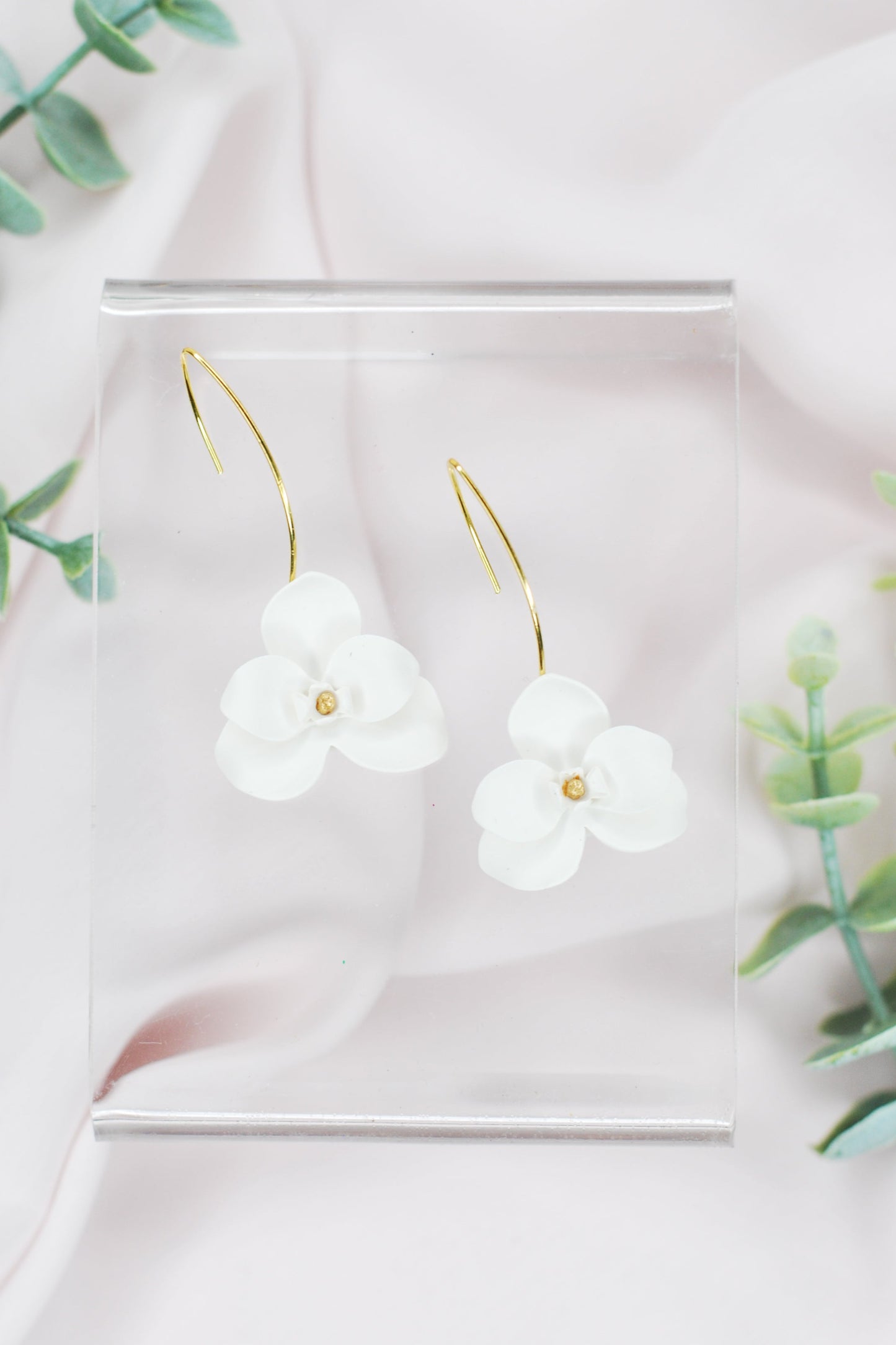 Mini White Orchid Dangles