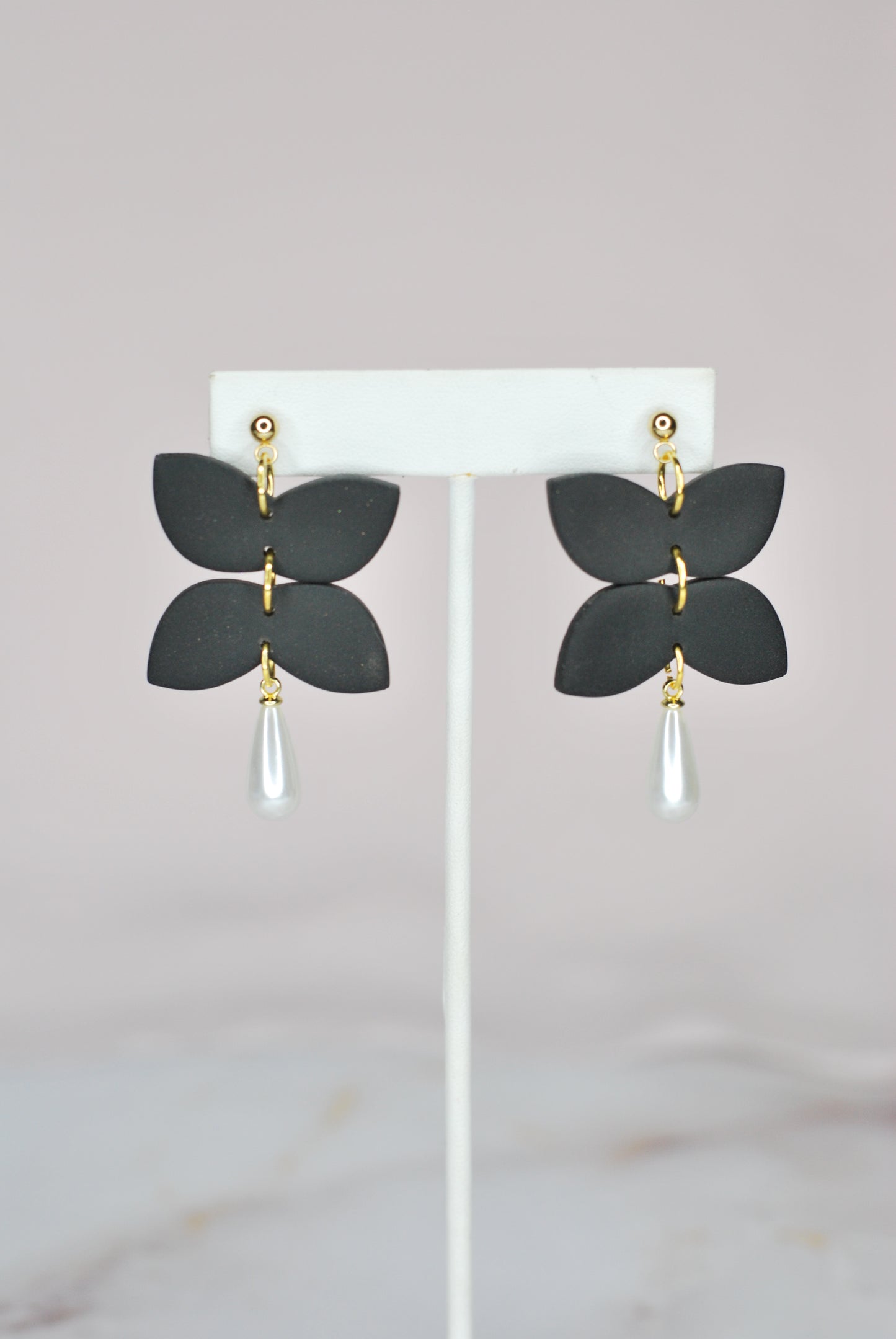 Black Butterfly Pearl Dangles