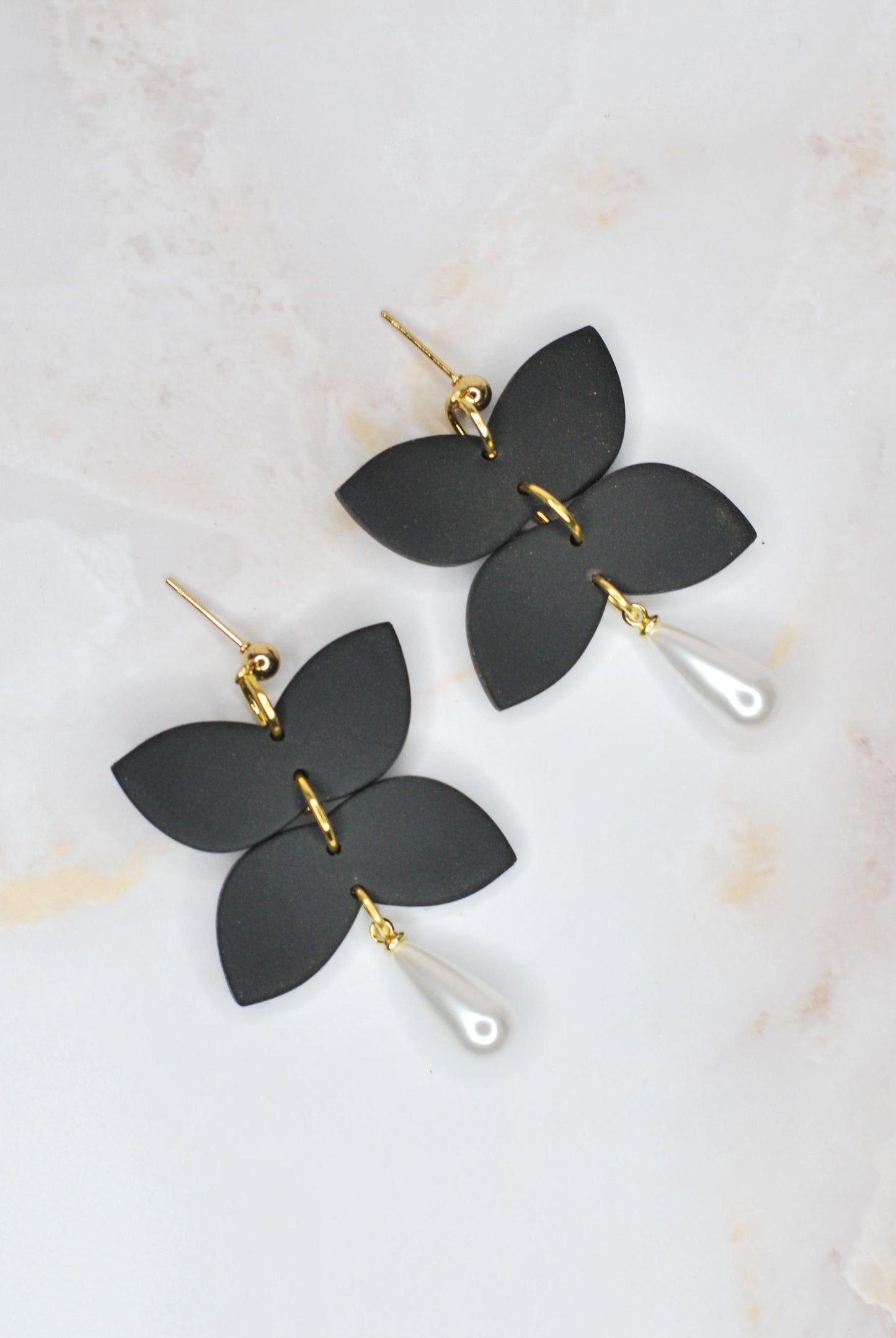 Black Butterfly Pearl Dangles