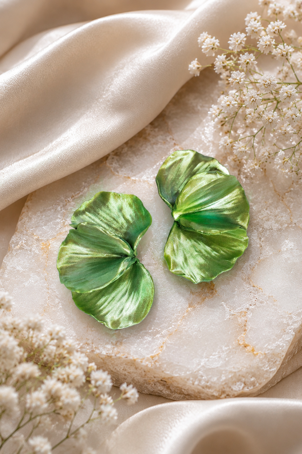 Chartreuse Half Wave Earrings