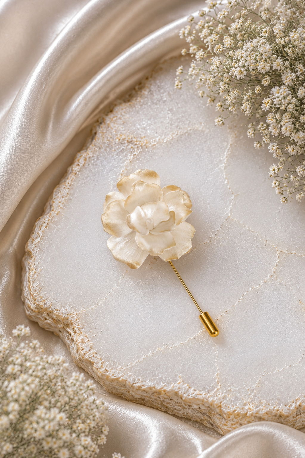Ivory and Champagne Gardenia Stick Pin