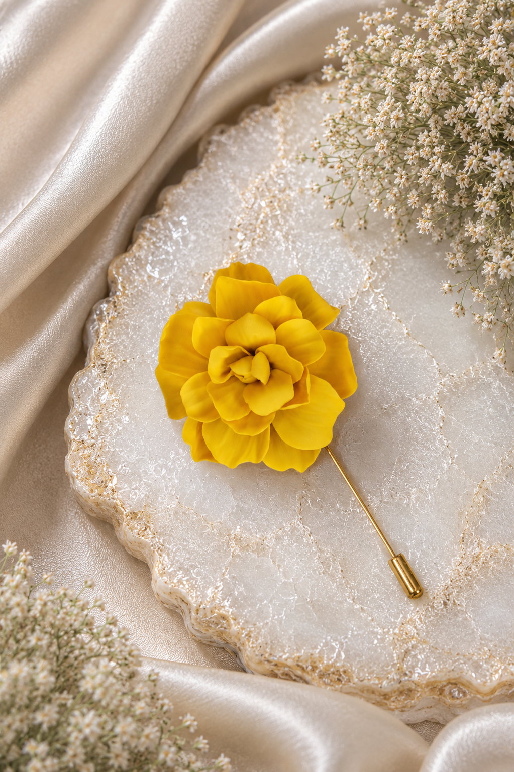 Golden Marigold Polymer Clay Stick Pin