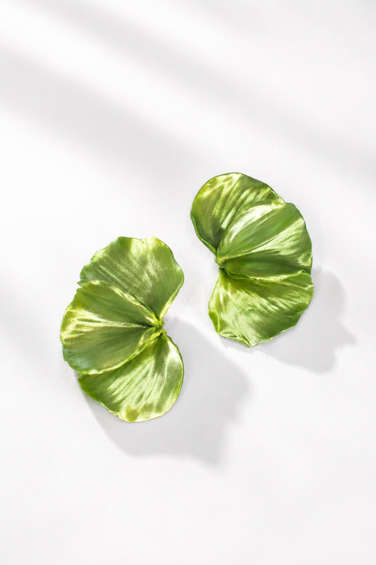 Chartreuse Half Wave Earrings