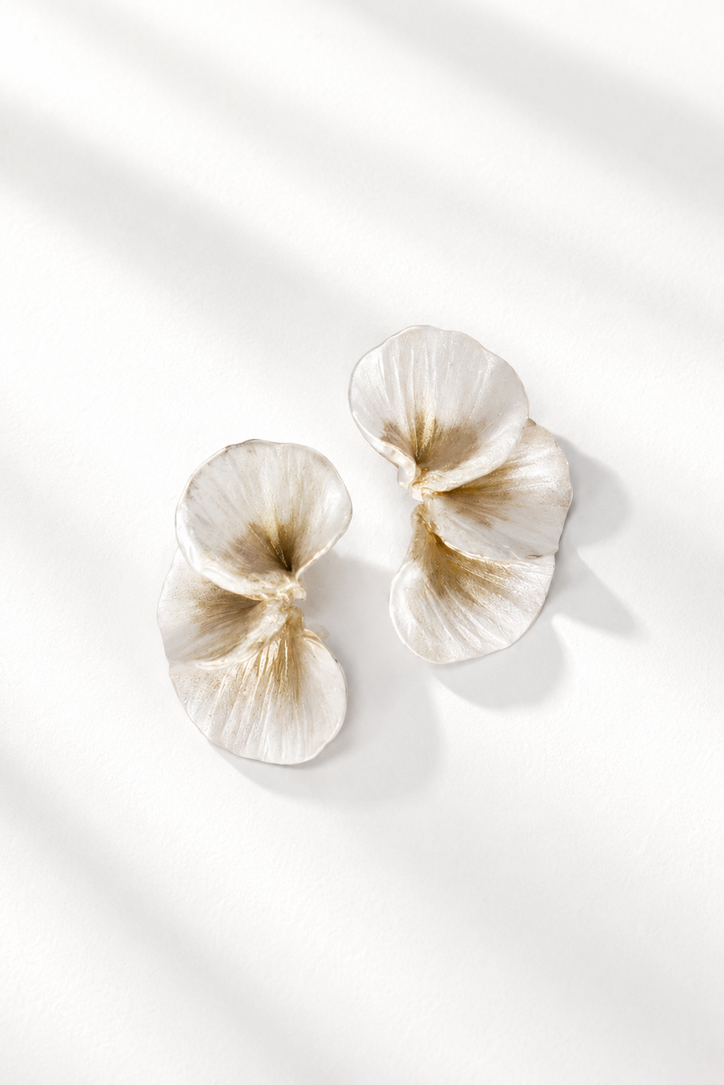 Ivory and Champagne Petal Earrings