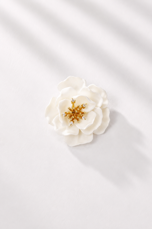 Ivory Blossom Polymer Clay Pin