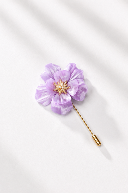 Lavender Shimmery Flower Stick Pin