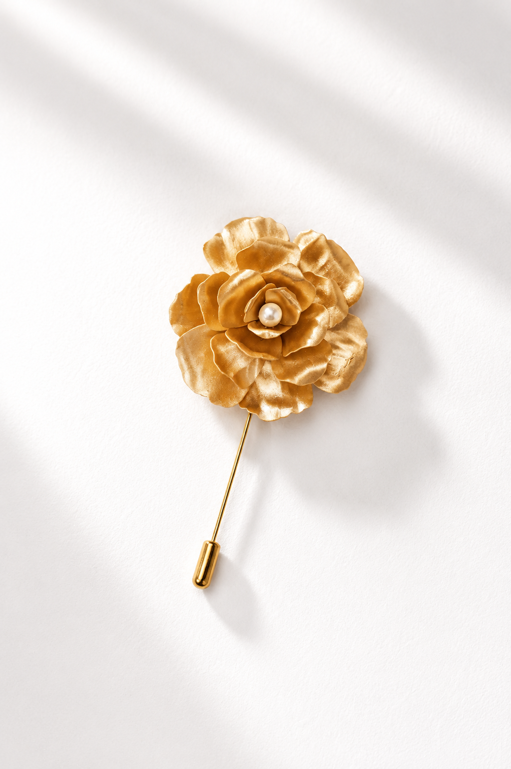 Golden Pearl Rose Polymer Clay Stick Pin