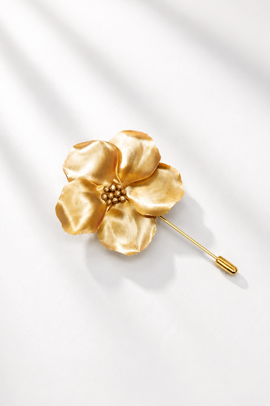 Large Golden Magnolia Lapel Pin