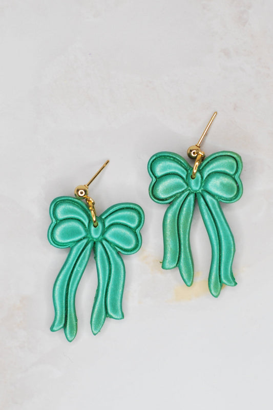 Green Bow Earrings