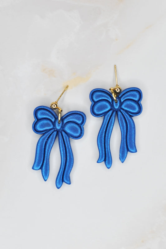 Dark Blue Bow Earrings