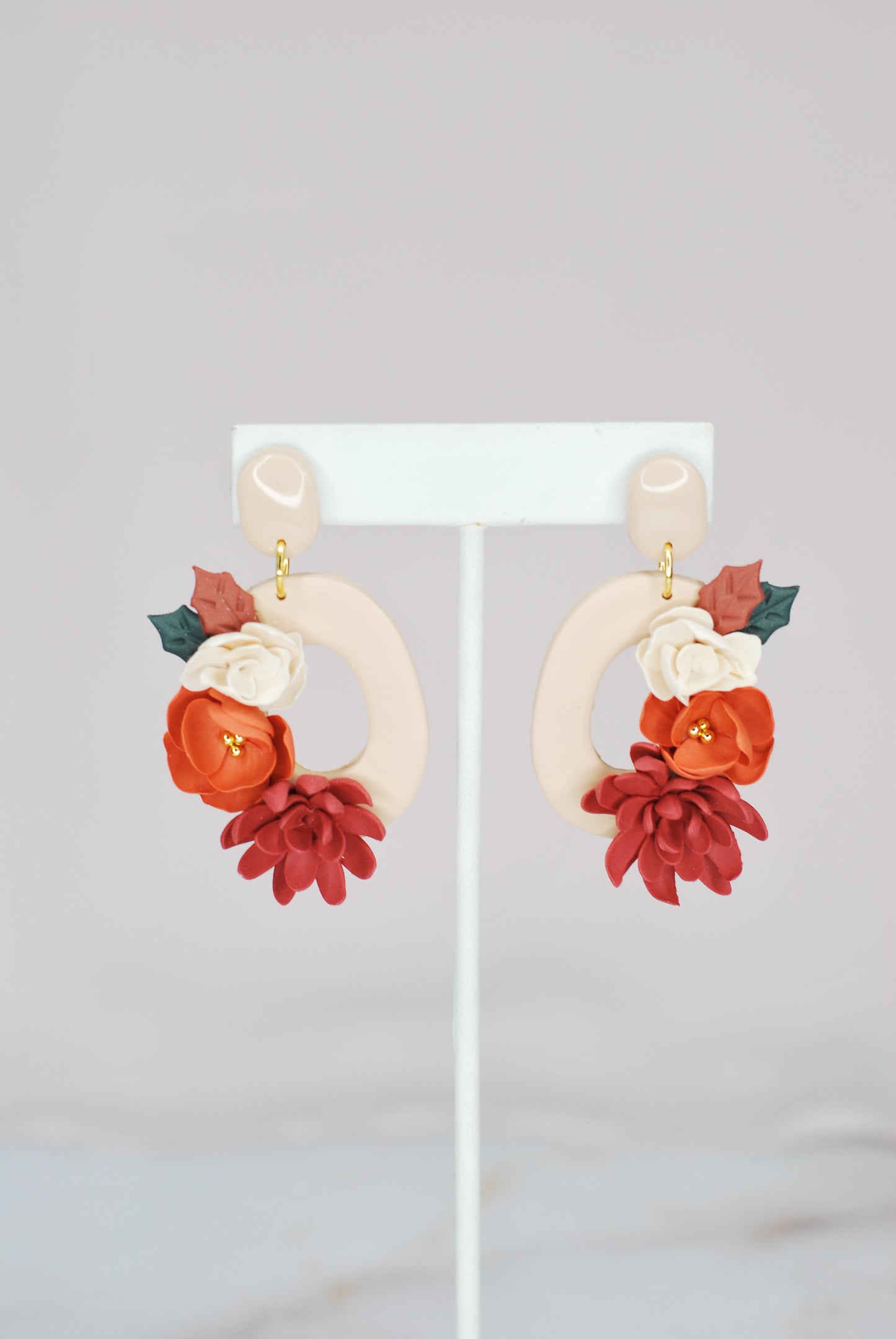 Fall Floral Oval Earrings