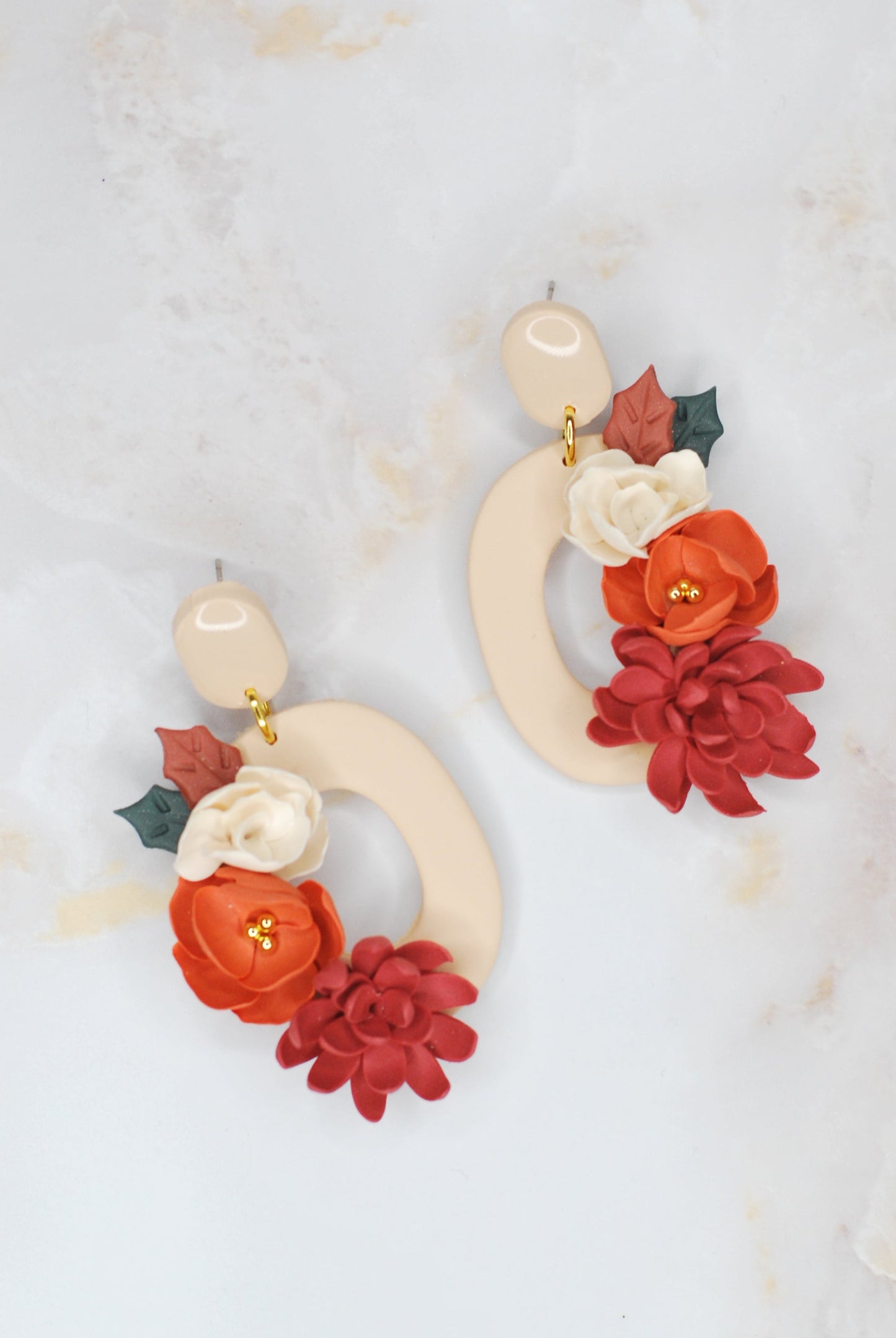 Fall Floral Oval Earrings