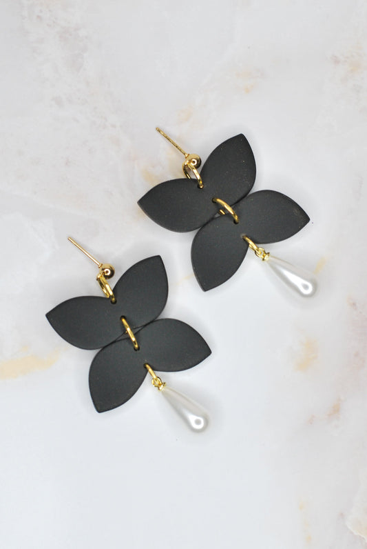 Black Butterfly Pearl Dangles