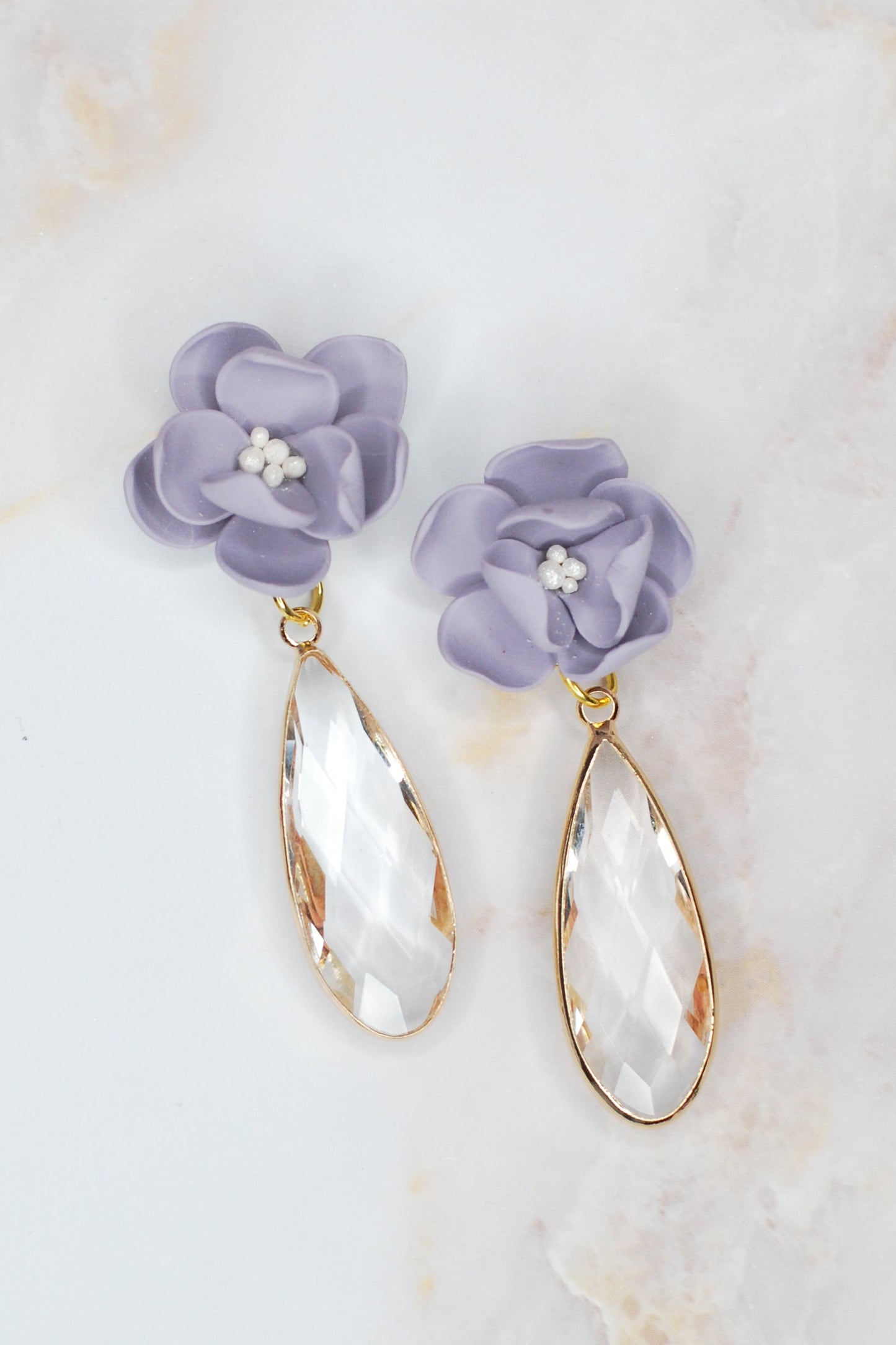 Lavender Stud with Crystal Dangle