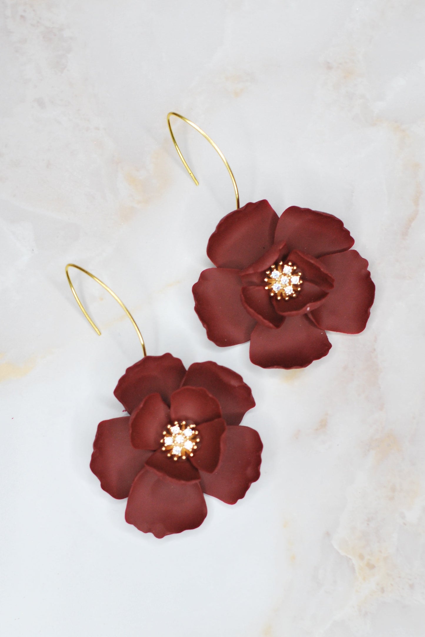 Burgundy Peony with Rhinestone Center
