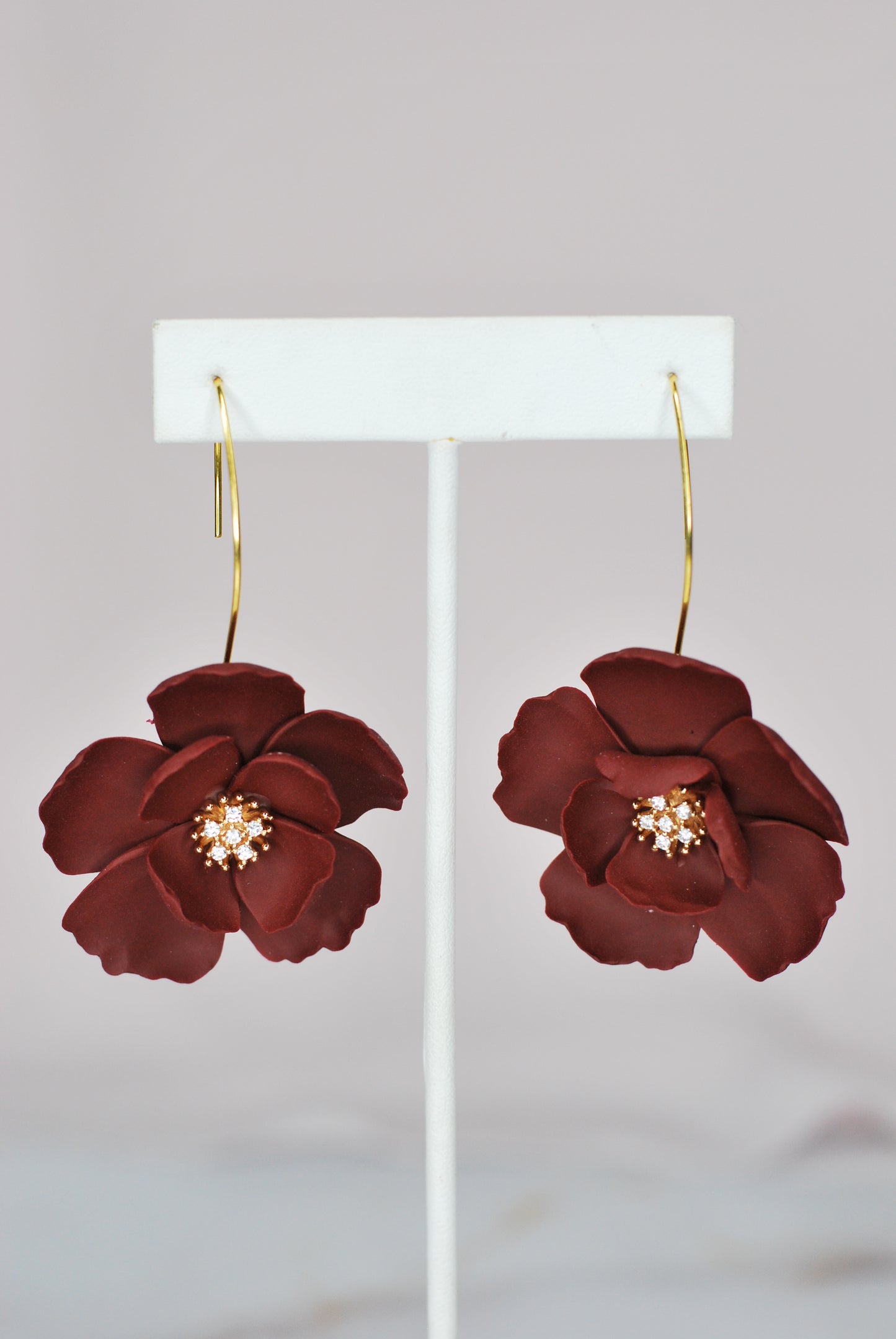 Burgundy Peony with Rhinestone Center